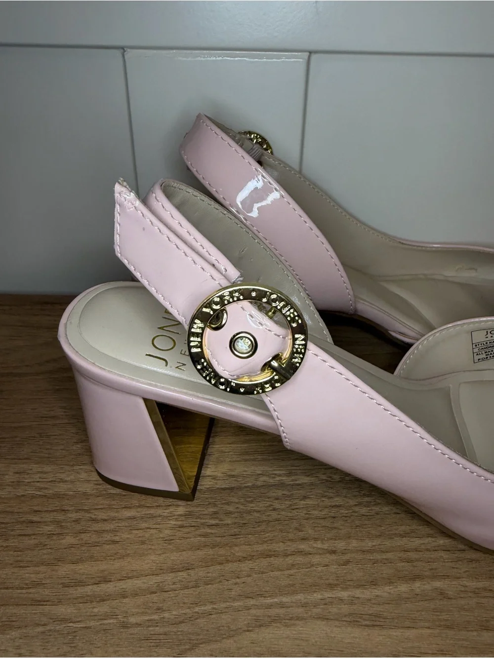 Jones New York Blush Patent Pointed-Toe Slingback Pumps